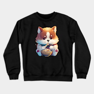 Cute akita inu eat ramen Crewneck Sweatshirt